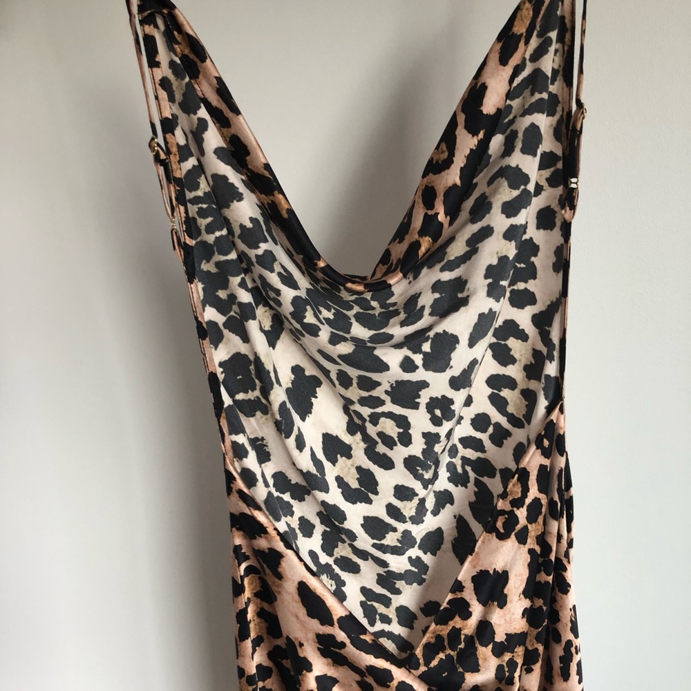 Amanda Uprichard- Cowl Midi Dress in Leopard XS - Picture 4 of 7